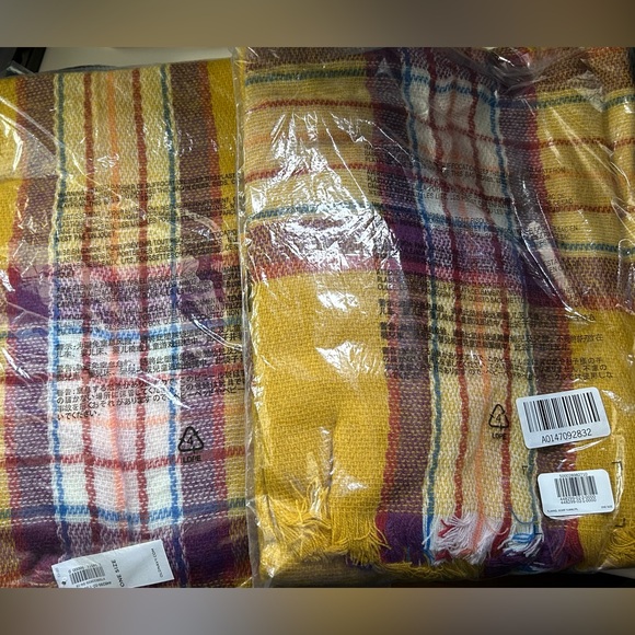 Old Navy Yellow Plaid Flannel Fringe Scarf Wrap NWT - Picture 14 of 14